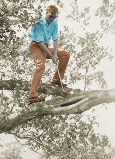 New Level Funny Vintage Card  Vintage photo of golfer up in a tree | retro, insta, tinted, old, golf, tee, club, driver, put, ball, dad, daddy, father, da, day, greeting, card, pa, papa, funny, ha, haha, lol, lolol, meme, rofl Happy Father's Day to a Dad who takes Golf to a whole new level!